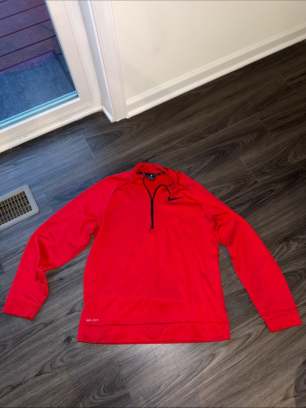 Nike Red Quarter-Zip Athletic Pullover with Black Accents